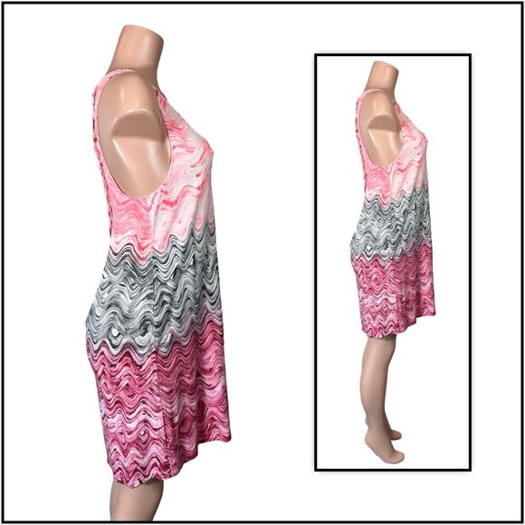 Becca Tie Dye Pink Swirl Lattice Back Cover Up Dress SZ L $78 - Picture 10 of 14